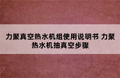 力聚真空热水机组使用说明书 力聚热水机抽真空步骤